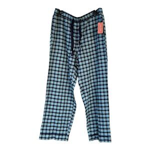 NWT State of Day Women's Flannel Plaind Drawstring Pajama Pants Blue Check Soft